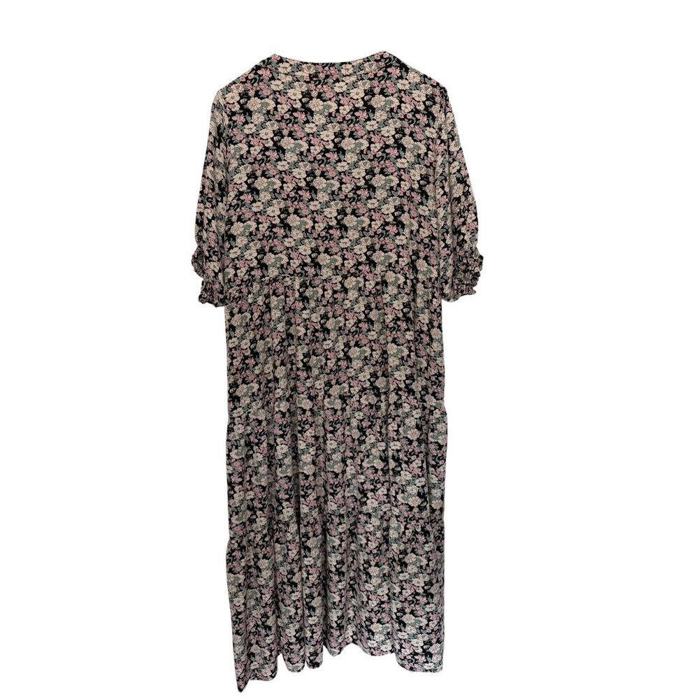 Natural Life Floral Rayon Midi Dress XL Boho Tiered Cottagecore Peasant Multi - Picture 5 of 12